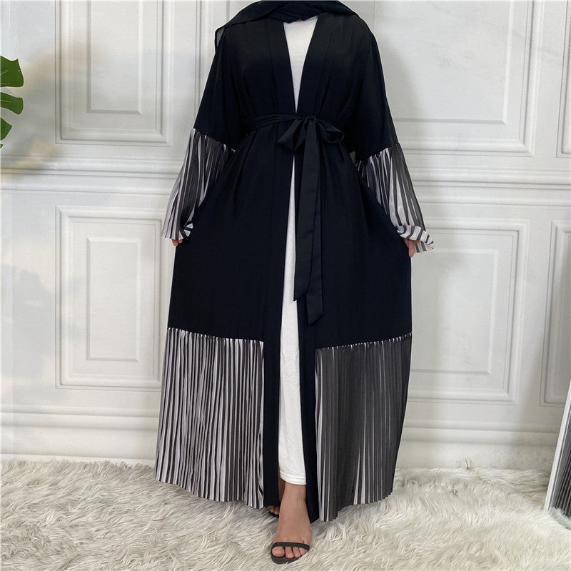 Arabian Long Cardigan Abaya – Pleated Hem