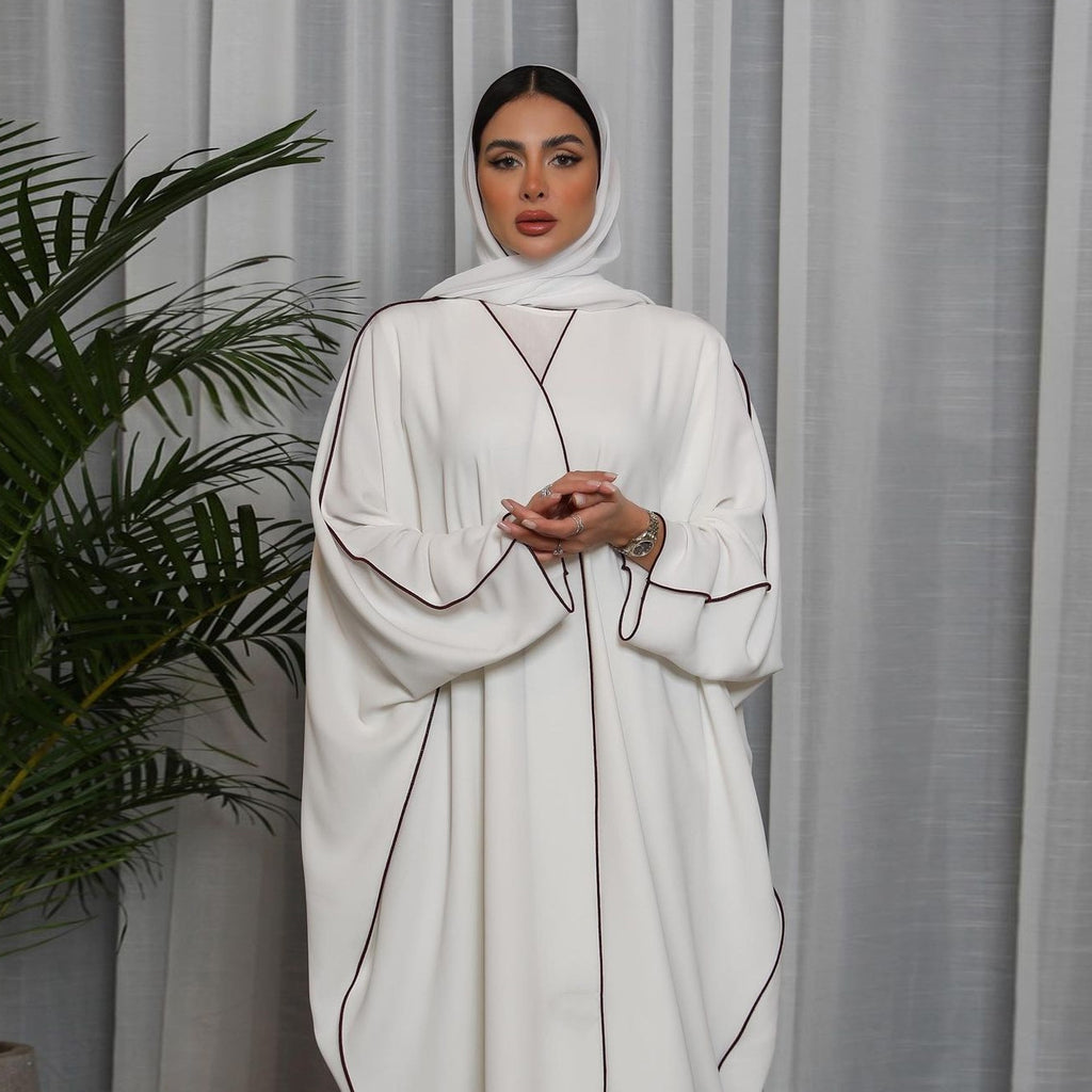 Women’s White Patchwork Abaya – Plus Size