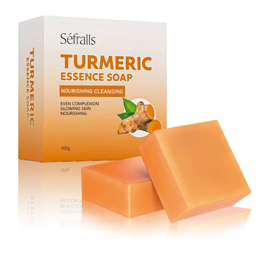 Sefralls Handmade Turmeric Soap Plant Extract Skin Care Removes Mites Cleanses Cuticle Dirt Facial Cleansing Shower