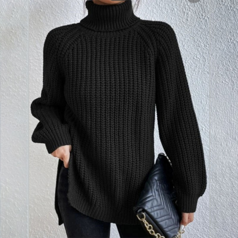 Women’s Solid Turtleneck Sweater – Long Sleeve