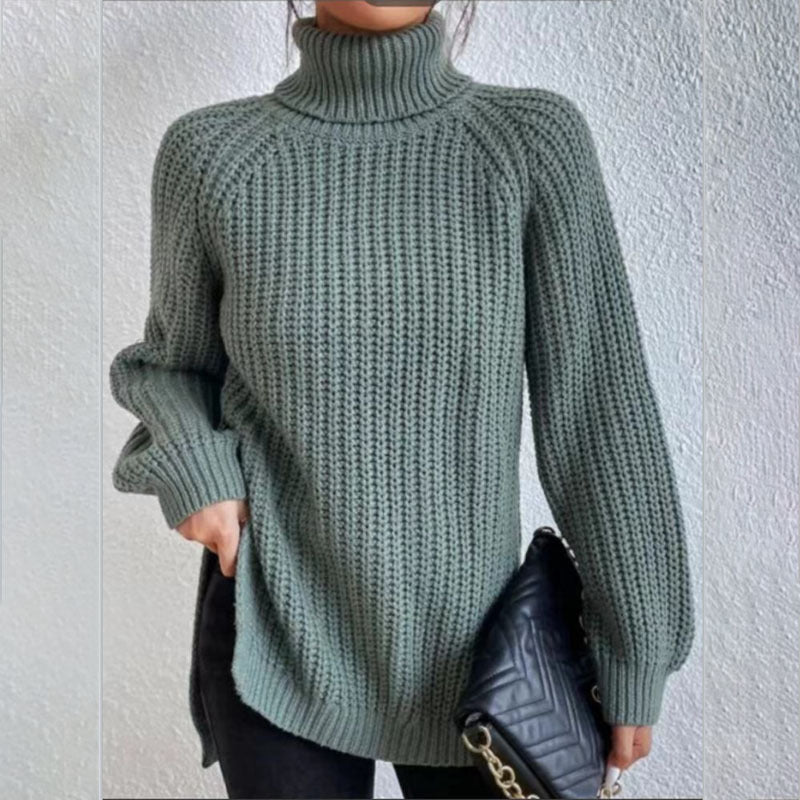 Women’s Solid Turtleneck Sweater – Long Sleeve