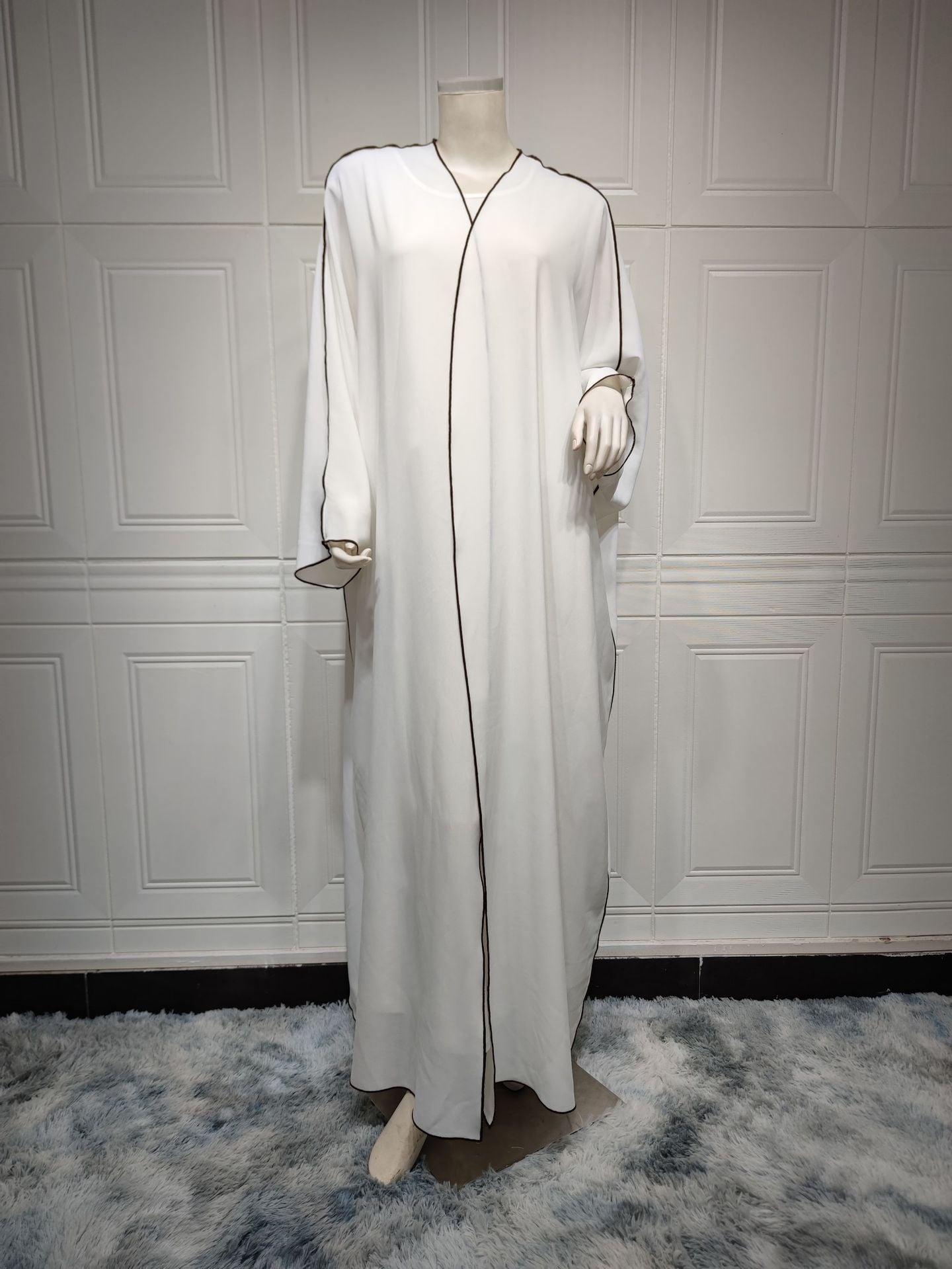 Women’s White Patchwork Abaya – Plus Size