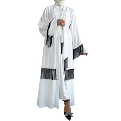 Arab Dubai Ethnic Clothes Middle East Abaya Coat Tassle Fashion Dress