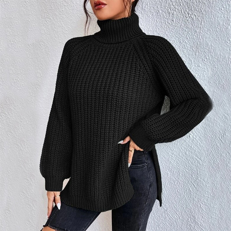 Women’s Solid Turtleneck Sweater – Long Sleeve