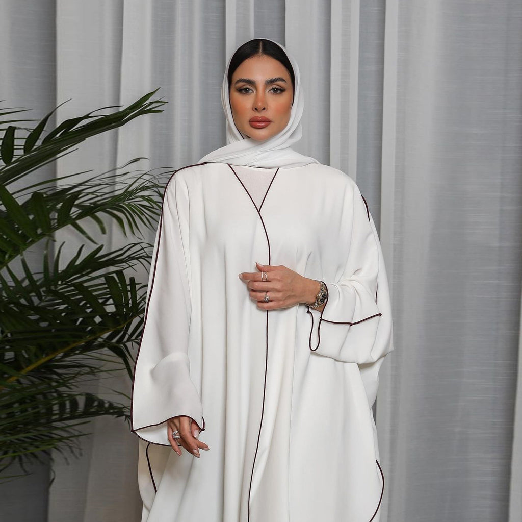 Women’s White Patchwork Abaya – Plus Size