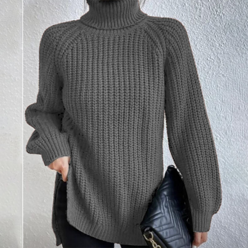 Women’s Solid Turtleneck Sweater – Long Sleeve