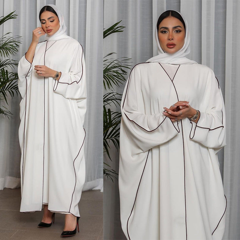 Women’s White Patchwork Abaya – Plus Size