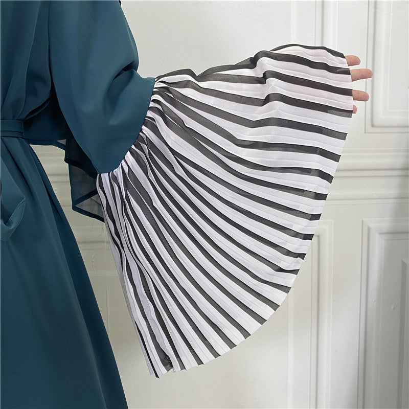 Arabian Long Cardigan Abaya – Pleated Hem