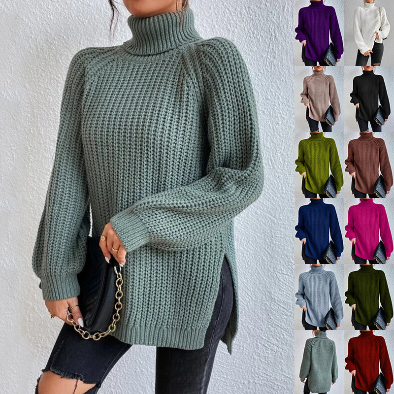 Women’s Solid Turtleneck Sweater – Long Sleeve