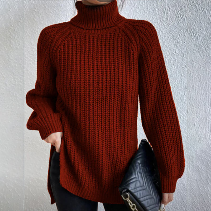 Women’s Solid Turtleneck Sweater – Long Sleeve