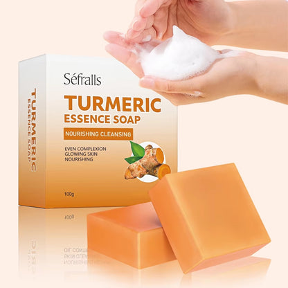 Sefralls Handmade Turmeric Soap Plant Extract Skin Care Removes Mites Cleanses Cuticle Dirt Facial Cleansing Shower