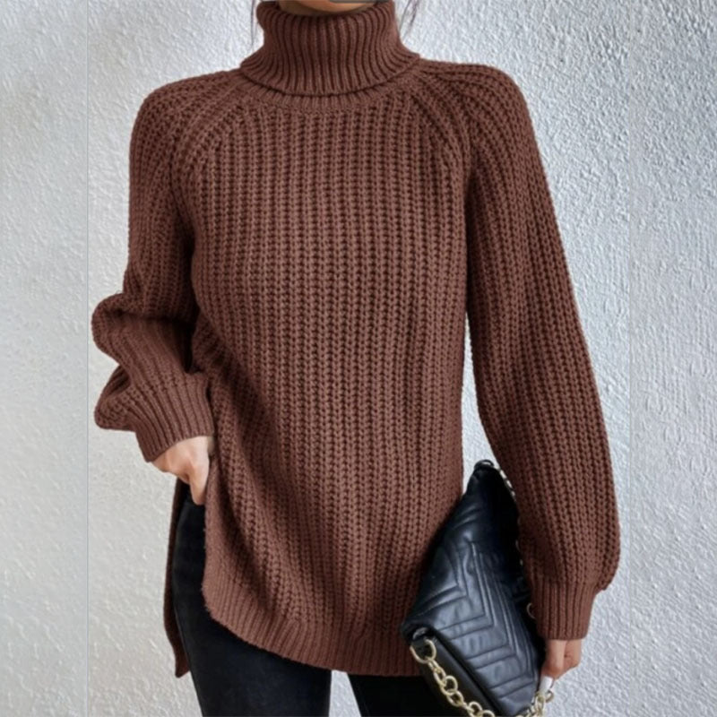 Women’s Solid Turtleneck Sweater – Long Sleeve