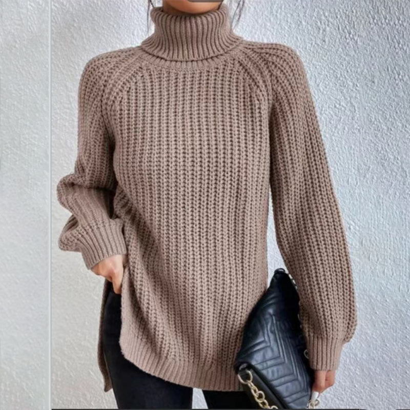Women’s Solid Turtleneck Sweater – Long Sleeve