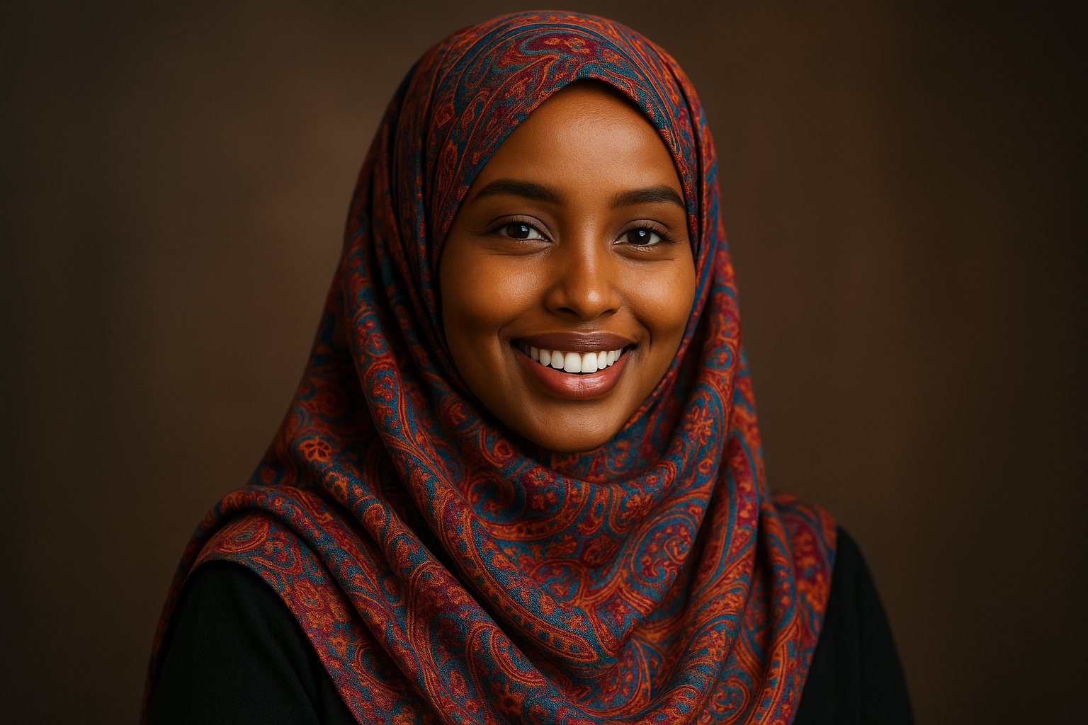 very beatiful somalian lady portrait with beauiful hijab smailing 